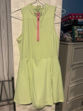 TCEC lime green pink trim athletic tennis dress size small
